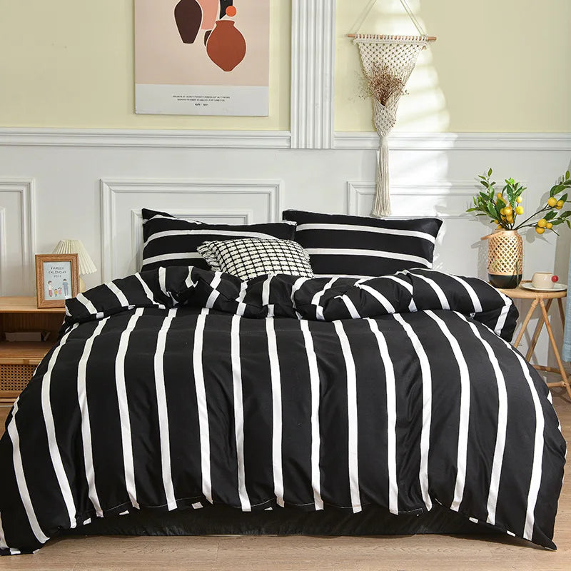 DecorBites™ Geometric Stripes Bedding Set: Duvet Cover, Bed Sheets, Pillowcases