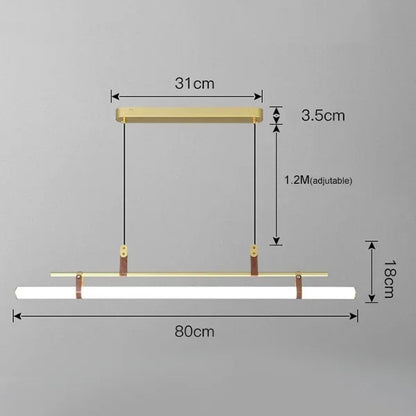 DecorBites™ Eden Modern Black Gold Leather Tube LED Pendant Chandelier