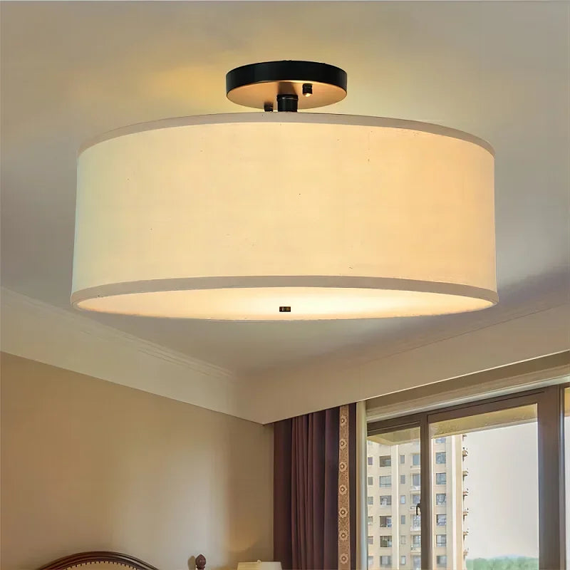 DecorBites™ Country Fabric LED Ceiling Light, Modern Wrought Iron Chandelier for Dining Room