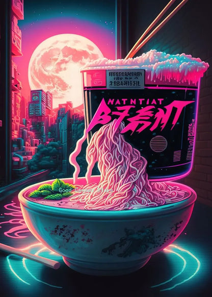 DecorBites™ Japanese Food Neon Posters Canvas Painting for Home Kitchen Decor