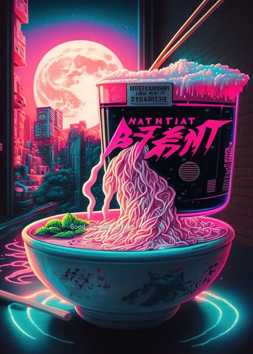Neon Food Canvas Art