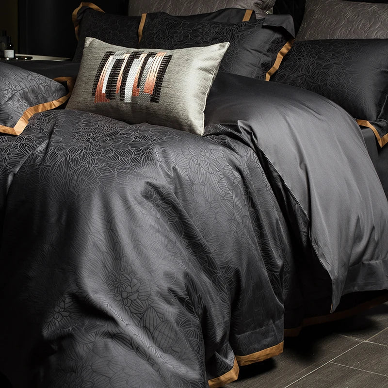 Dark Grey Cotton Bedding Set