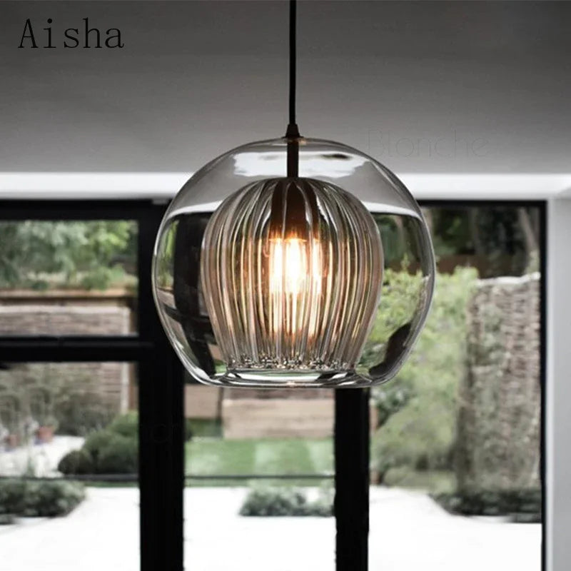 DecorBites™ Glass Ball LED Pendant Lights: Modern Nordic Kitchen Hanging Lamp for Home Decor