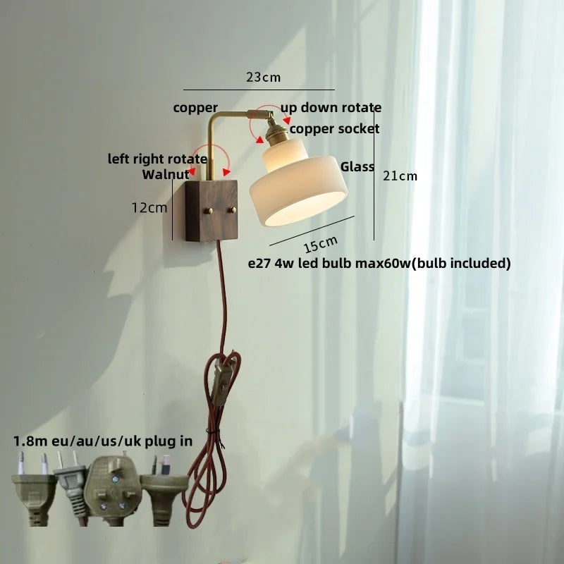 Brass Walnut Wall Sconce