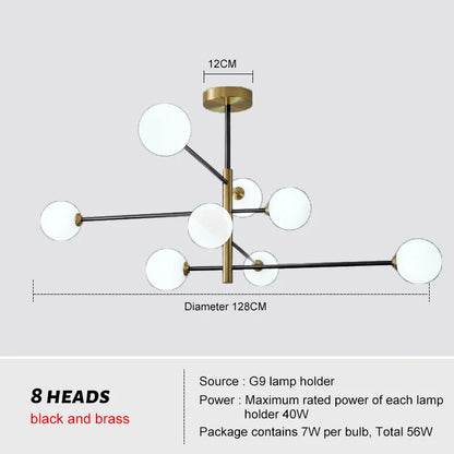 DecorBites™ Glass Brass Chandelier: Nordic Modern Pendant Lights for Home, Living Room, Bedroom, Restaurant, Cafe