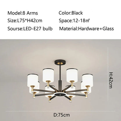 DecorBites™ Glass Chandelier: Nordic Modern LED Hanging Light for Living Room and Bedroom