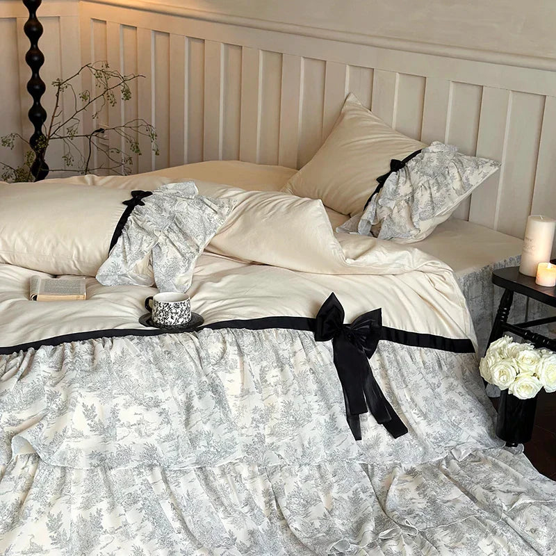 Bow Ruffles Cotton Bedding