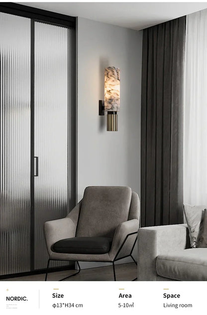 DecorBites™ Copper Alabaster Wall Lamp: Post-Modern High-End Bedroom Lighting