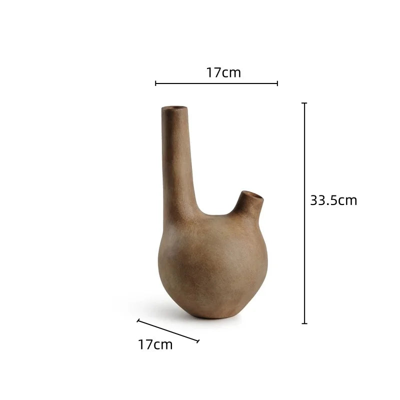 DecorBites™ Geometric Stoneware Vase Vintage Art Craft Home Decor Ornaments