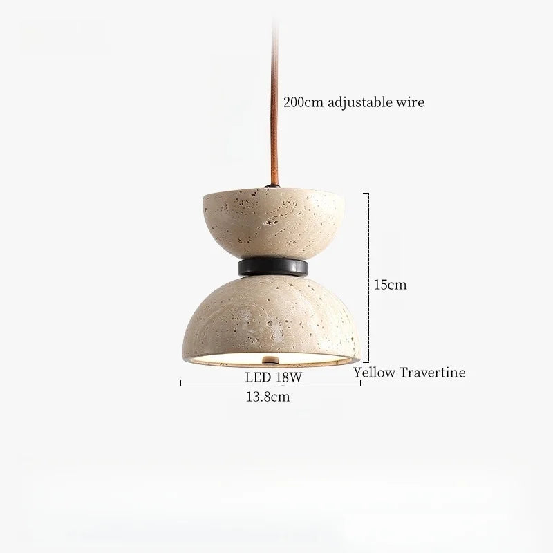 DecorBites™ Iron Yellow Travertine LED Pendant Light for Bedside Dining Living Room