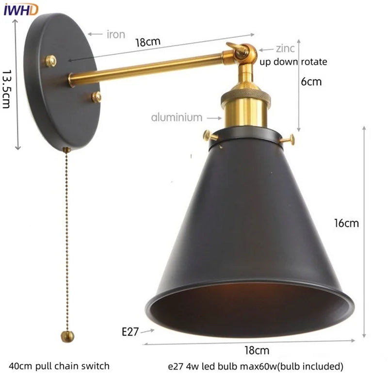 Gold LED Wall Lamp For Coffee Bars And Bedrooms
