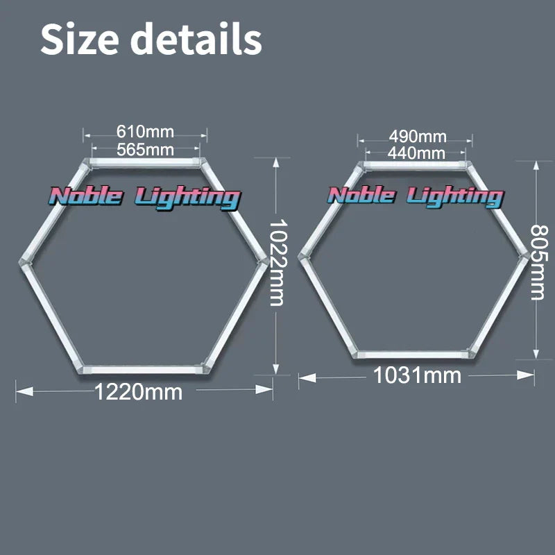 DecorBites™ Hexagon LED Car Detailing Ceiling Light - Customized for Car Showroom and Workshop