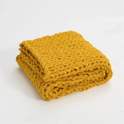 DecorBites™ Cozy Chenille Chunky Knit Blanket - Soft Decorative Throw for Bed, Sofa, Living Room - Summer Quilt or Rug Alternative