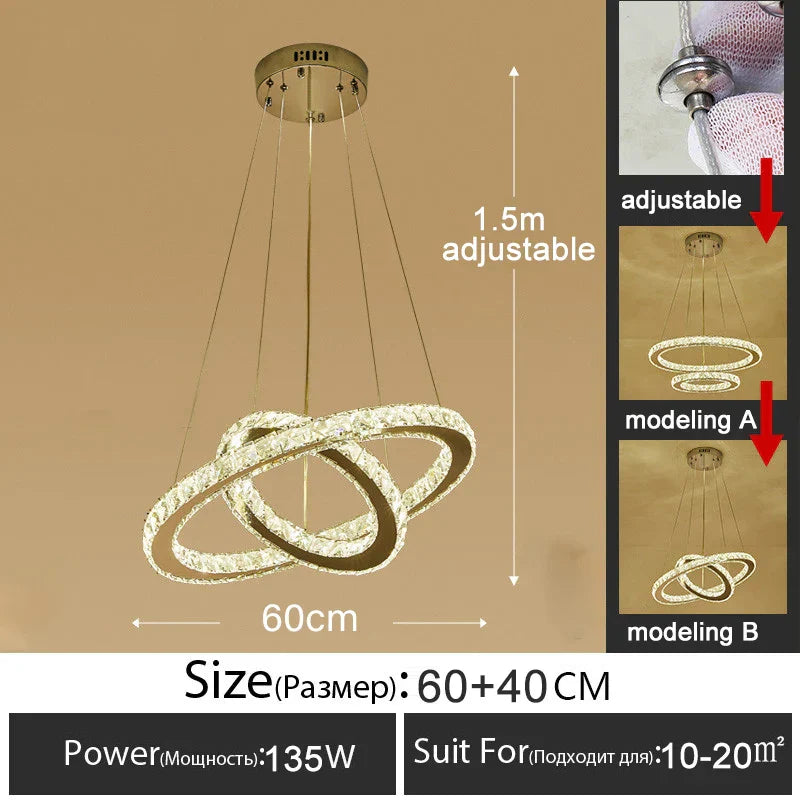 Gold LED Crystal Chandelier Chrome D100cm