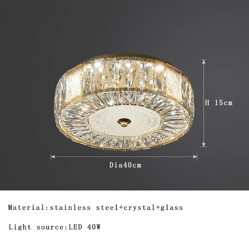 DecorBites™ Gold Crystal Glass Ceiling Light Fixture for Modern Living Rooms & Bedrooms