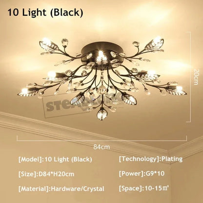 DecorBites™ Crystal Ceiling Chandelier LED Light Fixture for Living Room Bedroom Kitchen