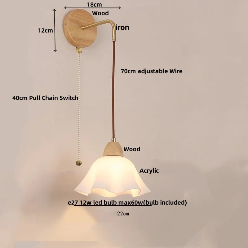 DecorBites™ Adjustable LED Wall Light Fixture with Ceramic Wood Base for Dining Room, Study, Bar