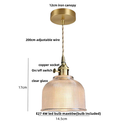 DecorBites™ Cullet Glass LED Pendant Lamp with Walnut Copper Design for Living and Dining Room