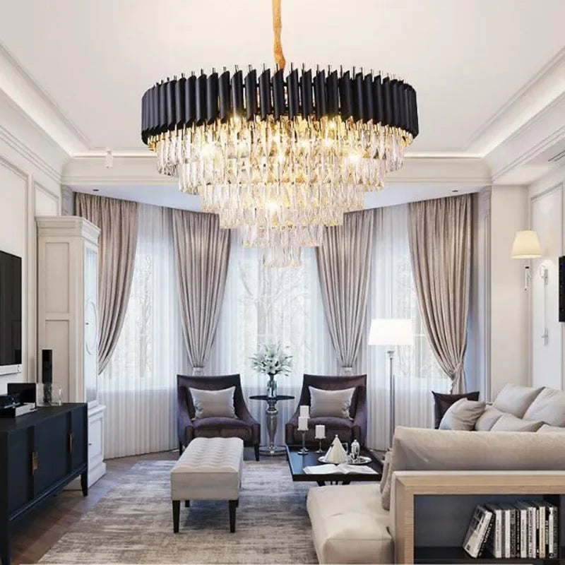 Golden Crystal LED Chandelier 72cm Hanging