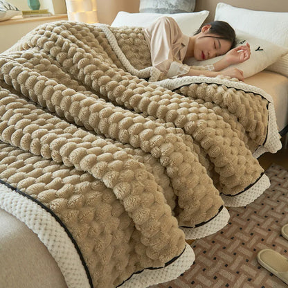 DecorBites™ Coral Fleece Warm Blanket: Cozy Thicken Winter Bed Blanket