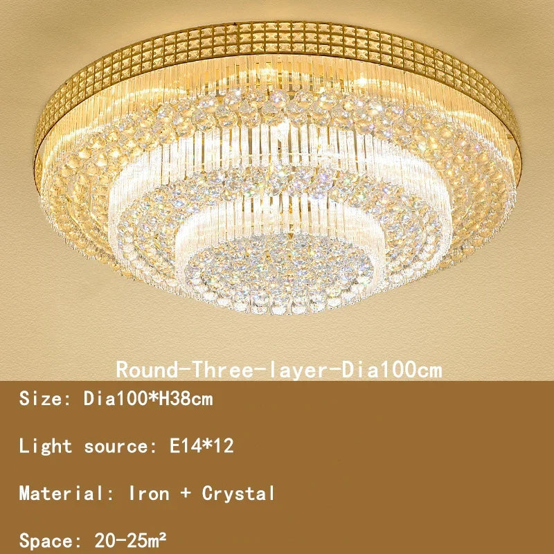 DecorBites™ Crystal LED Chandelier Cake Ceiling Lamp for Living Room Bedroom Kitchen Hotel