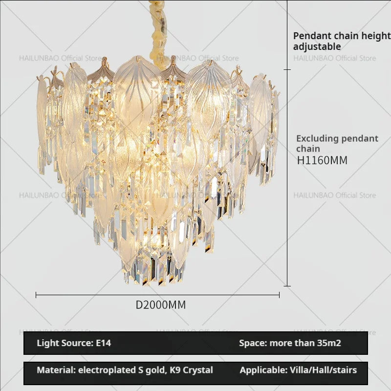 DecorBites™ French Crystal Chandelier Cream Wind Lighting Elegant Luxury Lights