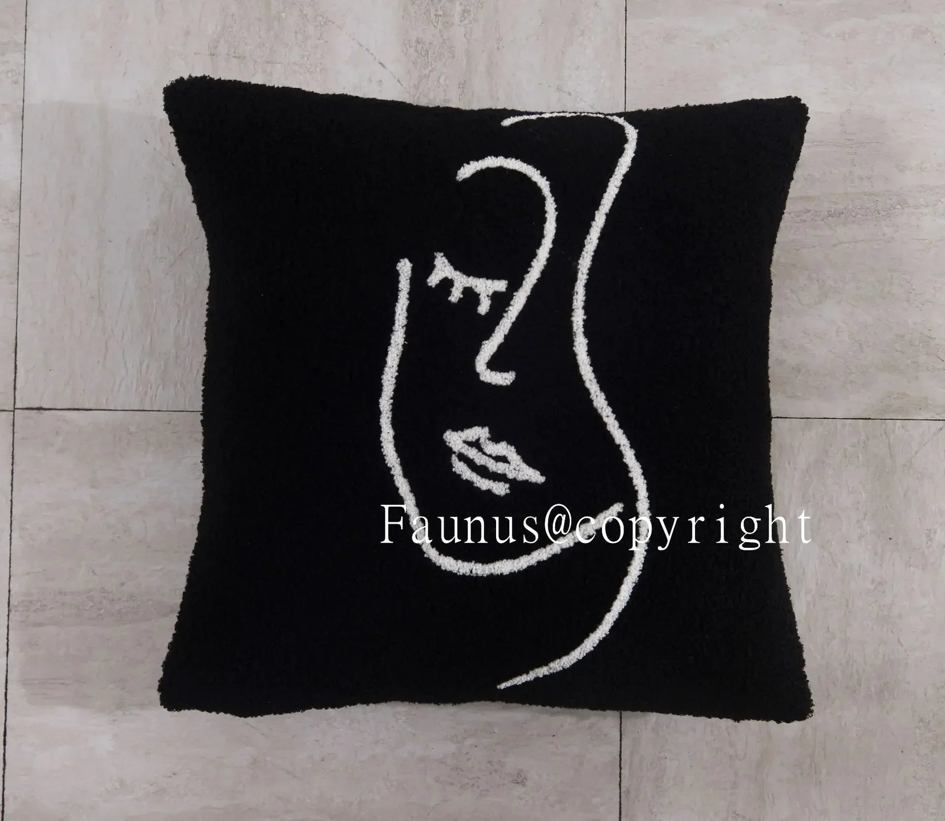 Beige Abstract Lambswool Cushion