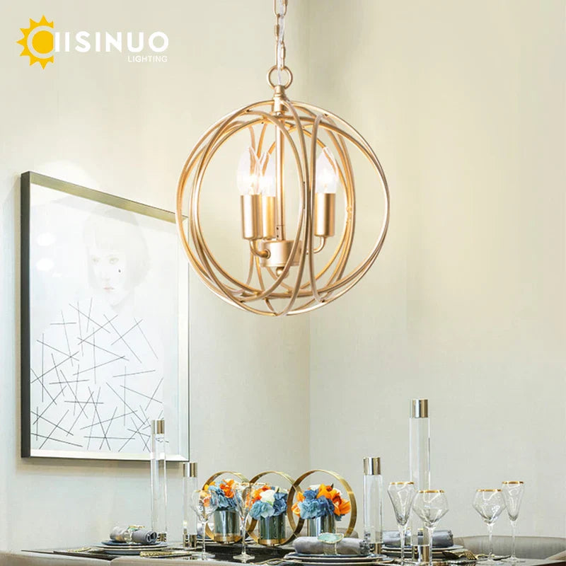Gold Globe Pendant Light Dia40cm For Dining