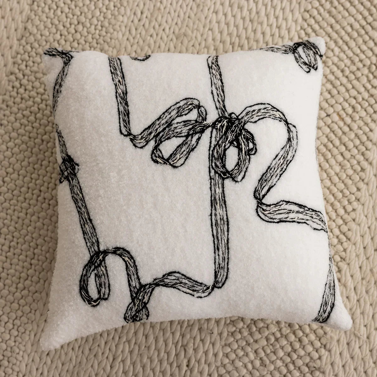 DecorBites™ Knitted Crochet Cushion Cover Black Gray White Nordic Simple Luxury Pillowcase