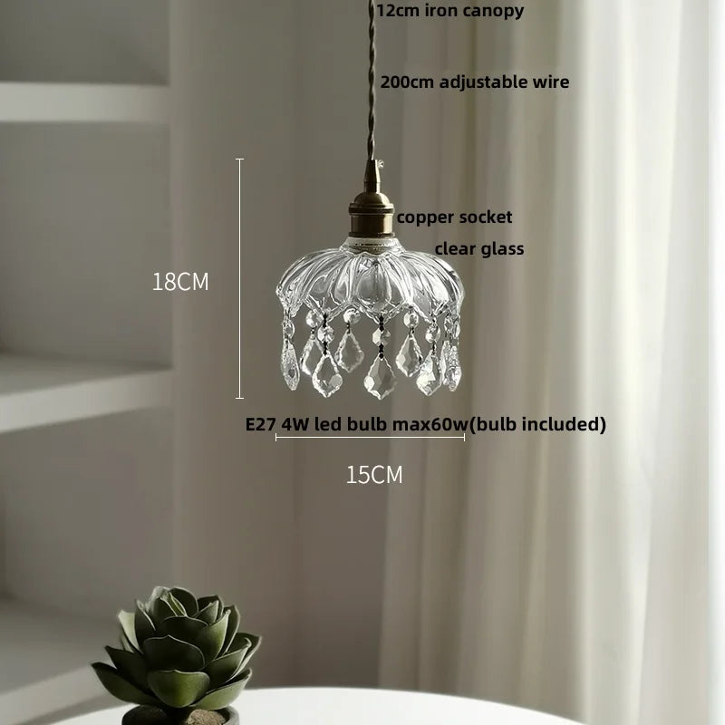 DecorBites™ Crystal Glass LED Pendant Lamp: Modern Luxury Interior Lighting for Home Decor