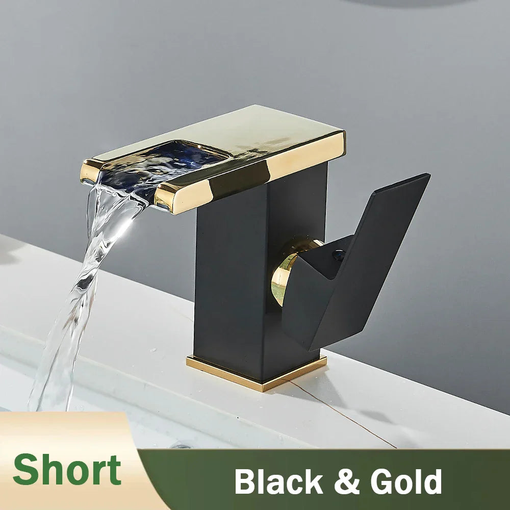 Black Waterfall Basin Faucet With Hydroelectric Mixer