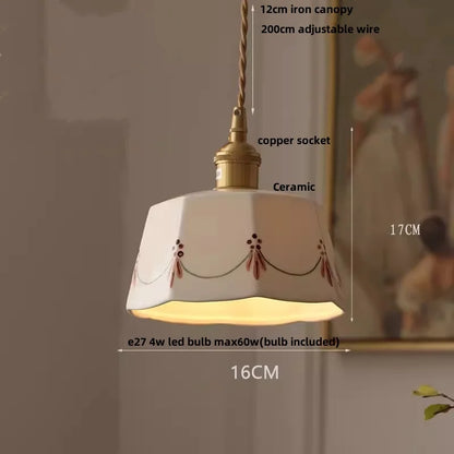 DecorBites™ Copper Wood LED Pendant Light: Ceramic Modern Tassel Hanging Lamp