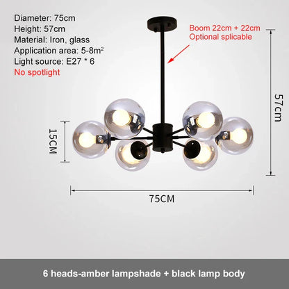 DecorBites™ Glass Ball LED Chandelier for Bedroom Dining Room - Elegant Ceiling Pendant Lamp