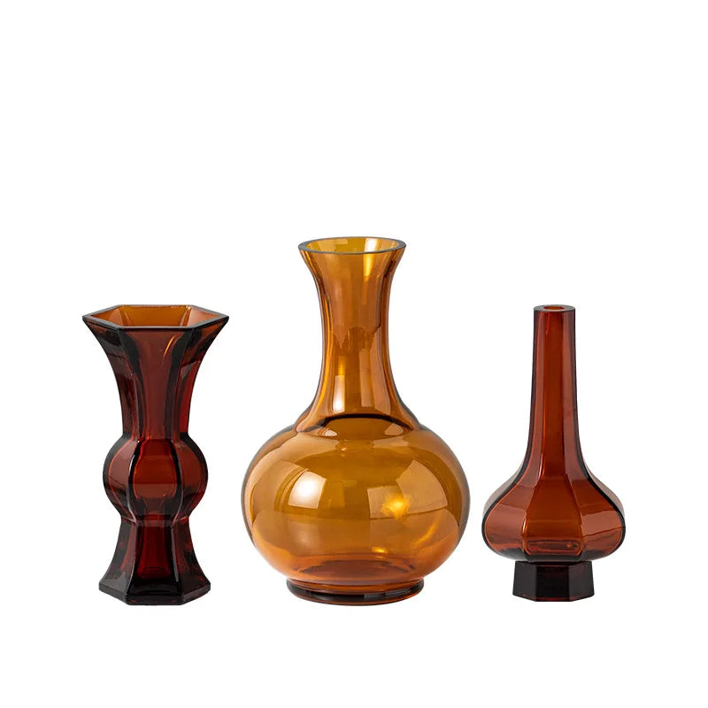 Green Glass Geometric Vase