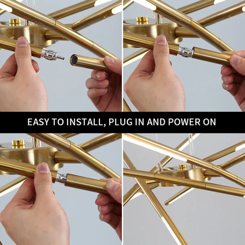 Gold LED Ceiling Chandelier 12-Head Dimmable