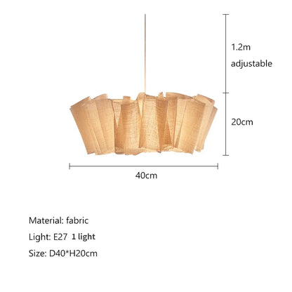 DecorBites™ Creamy White Fabric Pendant Light for Dining Room, Handmade Nordic Minimalism Design