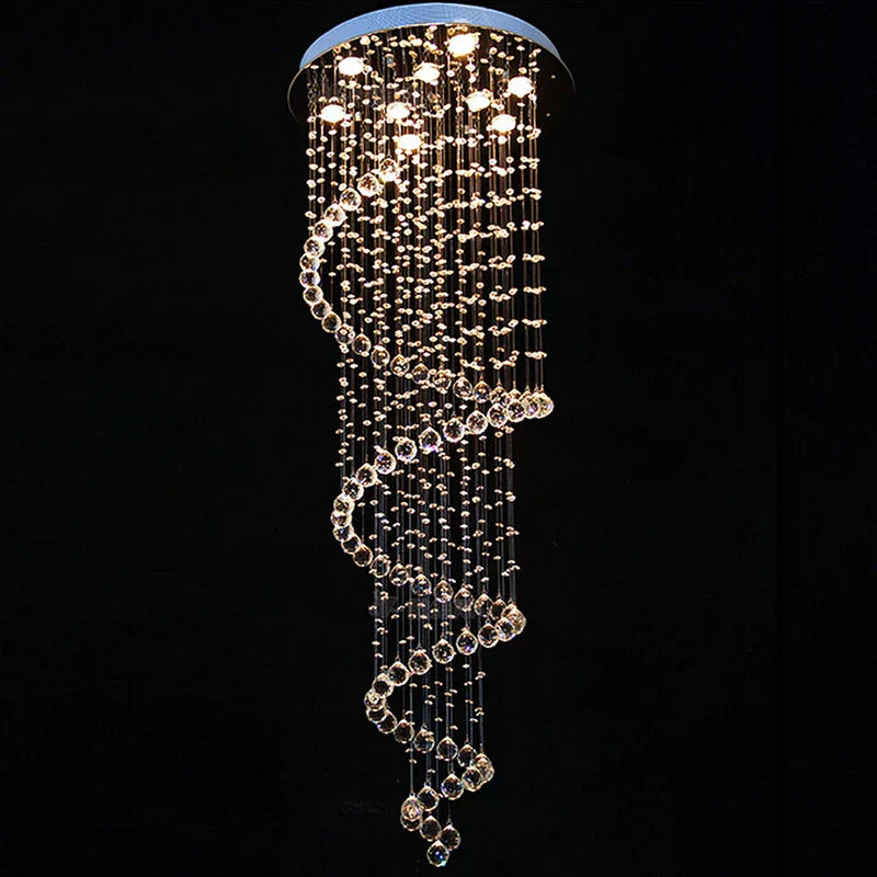DecorBites™ Crystal Staircase Chandelier Light Fixture | Luxury Hotel Villa Bedroom Hanging Lamp