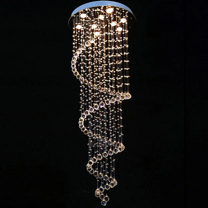 DecorBites™ Crystal Staircase Chandelier Light Fixture | Luxury Hotel Villa Bedroom Hanging Lamp