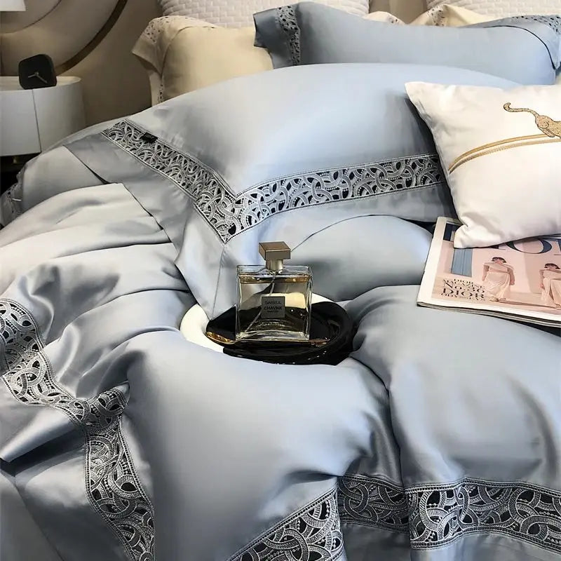DecorBites™ Eucalyptus Fiber Hollow Wide Edge Bedding Set - Soft, Silky, & Breathable
