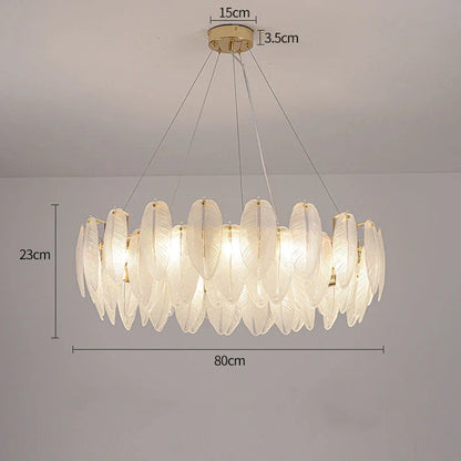 Feather Glass Gold Pendant Light