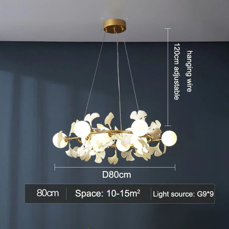 DecorBites™ Gingko Leaf Branch LED Ceiling Chandelier for Modern Living Room and Bedroom