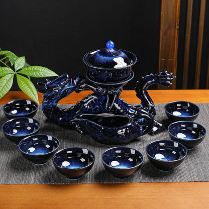 DecorBites™ Dragon Kung Fu Tea Set: High-End Bone China Teapot & Cup, Automatic, Holiday Gift