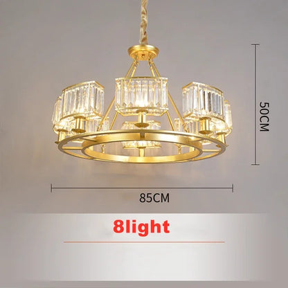 DecorBites™ Copper Crystal Chandelier: Modern LED Ceiling Light for Home Deco & Ambiance, Living, Dining, Bedroom