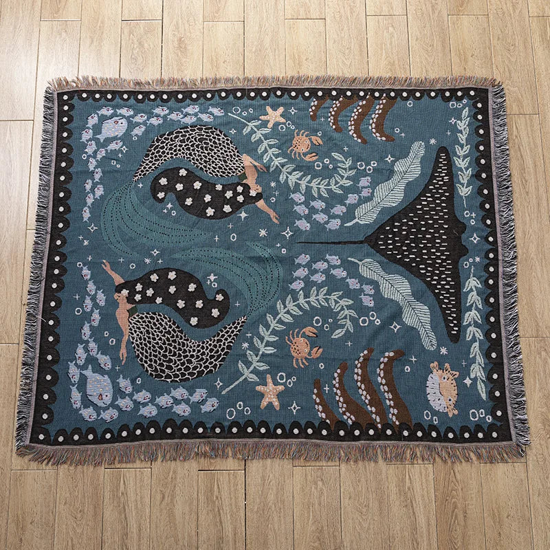 Tapestry Knit Sofa Blanket
