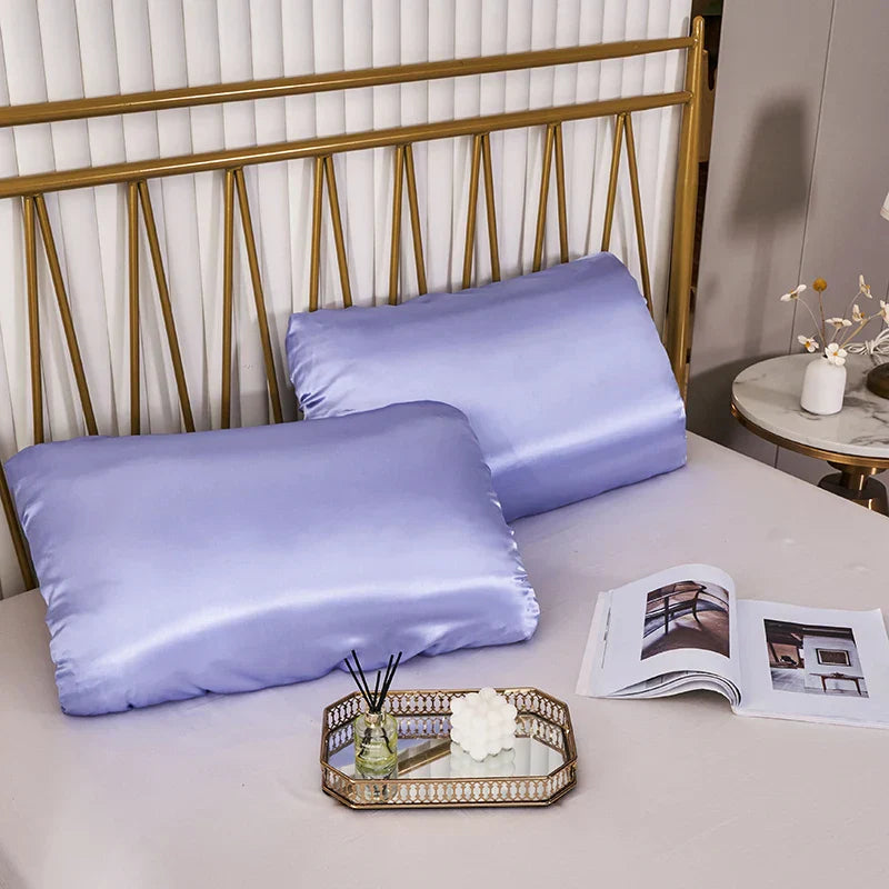 DecorBites™ Imitation Silk Elastic Band Pillowcase Queen King Size Smooth Satin Luxury Bedding