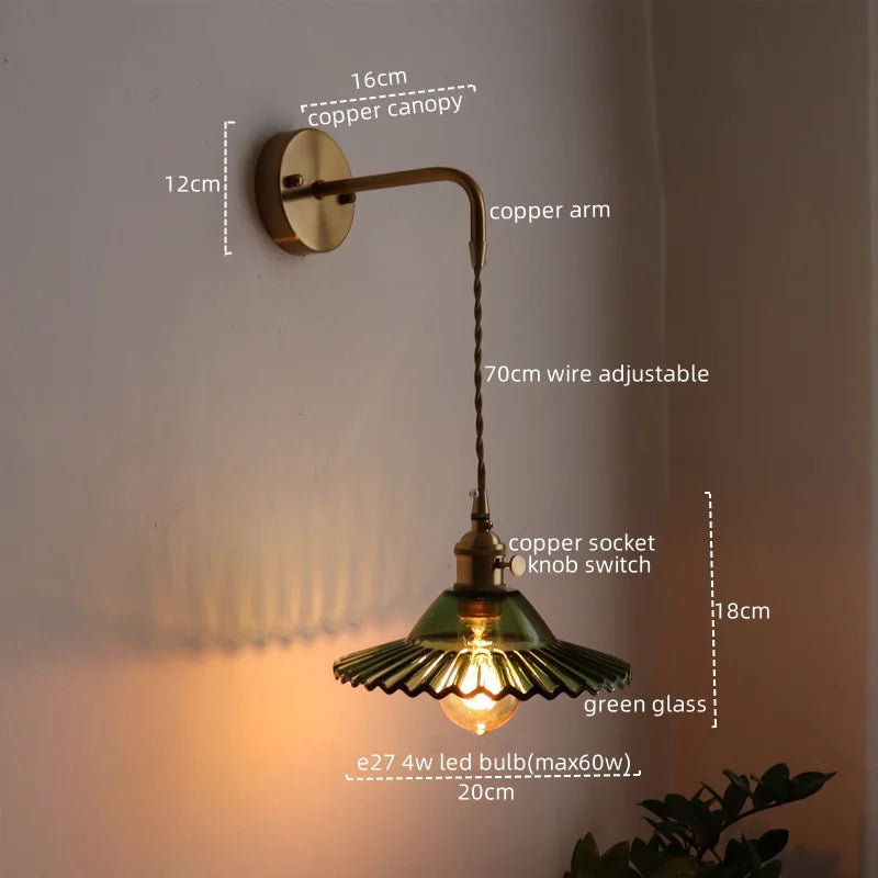 DecorBites™ LED Wall Lamp Glass Copper Arandelas Para Parede Retro Style for Living Room