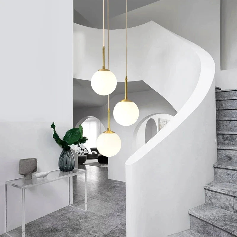 DecorBites™ Glass Ball LED Chandelier for Dining Room, Hotel, and Stairs