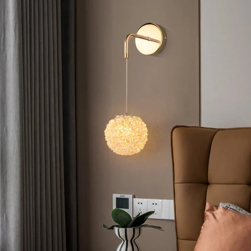 DecorBites™ Gold Metal Crystal Wall Light for Bedroom, Stairs, Aisle - Adjustable Wire, G9 Bulb