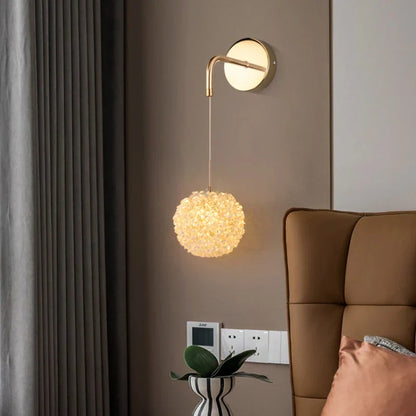 DecorBites™ Gold Metal Crystal Wall Light for Bedroom, Stairs, Aisle - Adjustable Wire, G9 Bulb
