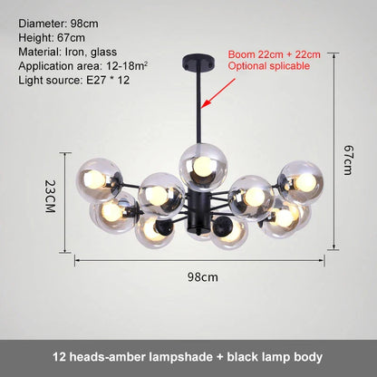 DecorBites™ Glass Ball LED Chandelier for Bedroom and Dining Room